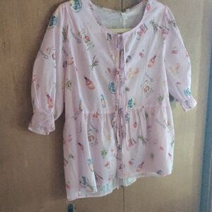 Haver & Blair Pink Patterned Blouse With Ties.